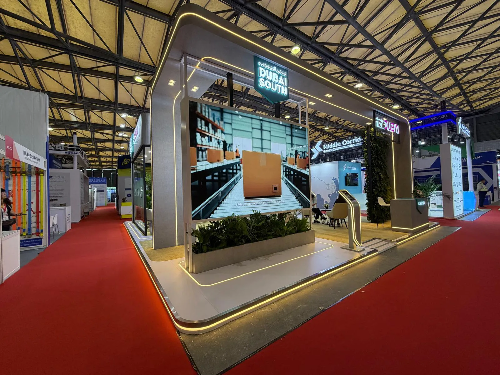 EZDubai custom island booth with LED feature wall at China Transport Logistics 2026 Shanghai