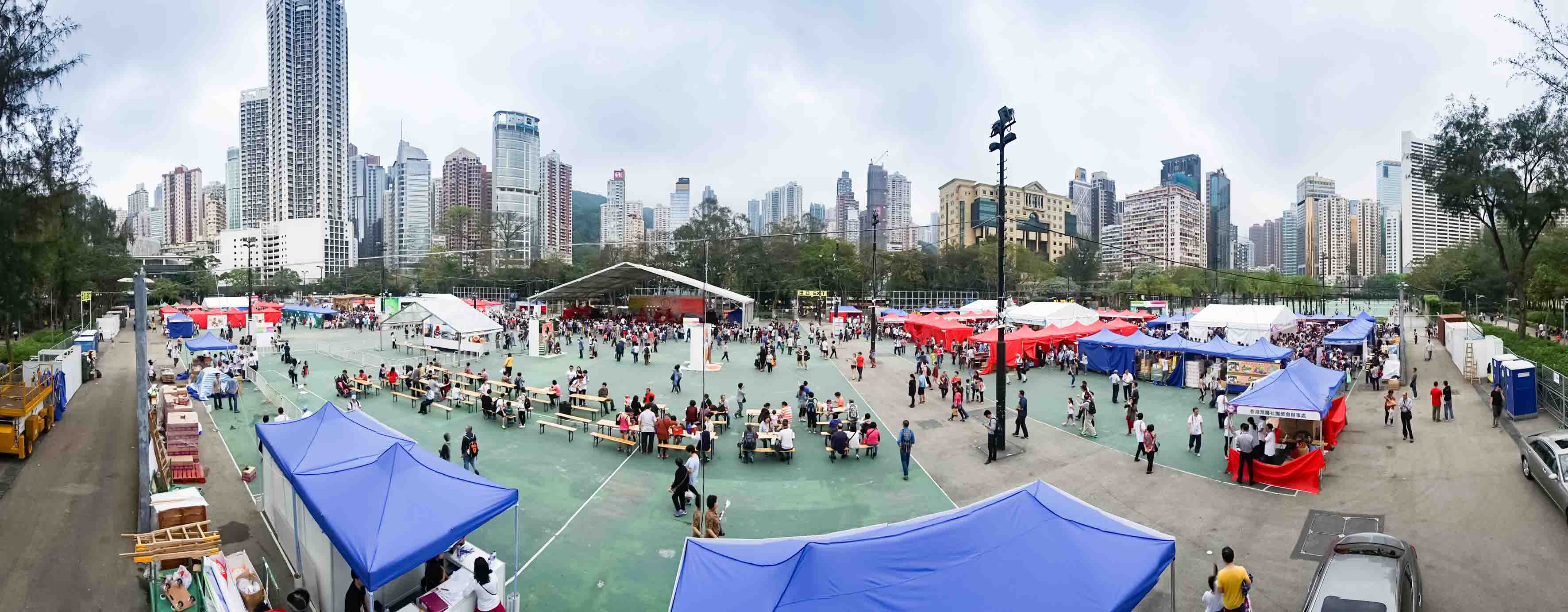 Outdoor Exhibition Setup Hong Kong — Victoria Park outdoor booth construction
